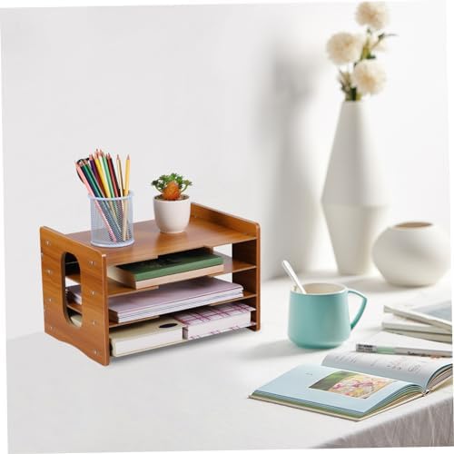 COHEALI Wood Desktop Organizer 4 Layer Vertical Frame for Workspace - Image 6