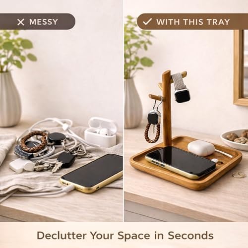 Acacia Wood Key Tray for Entryway Table (Square) - Image 4