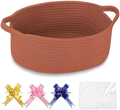 COMSE Empty Small Gift Basket with Bag & Ribbons, Autumn Glaze by COMSE