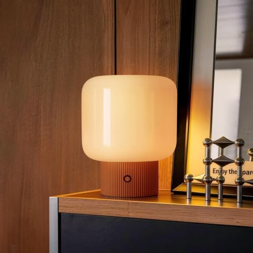 Mushroom Lamp, 5W Cute Cordless Rechargeable Table Lamp with Glass Shade - Image 6