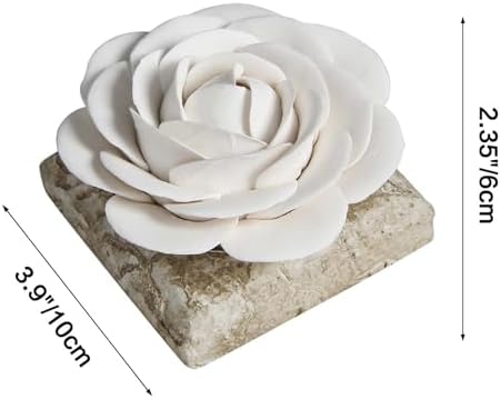 Ceramic Passive Essential Oil Diffuser, Aesthetic Desktop Handmade Flower & Concrete Base, Porcelain Aromatherapy Oils Diffuser for Home, Office, Yoga, Spa Room (White Camellia) - Image 6