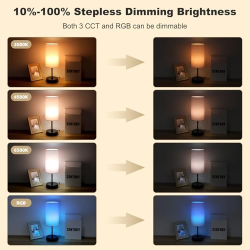 Unicozin Table Lamp for Bedroom, 3 Color Temperatures, 7 RGB Colors, Adjustable Brightness, Dual USB Charging Ports, Ambience Nightstand Light with Pink Shade, Desk Lamp for Kids Reading Home Office - Image 4