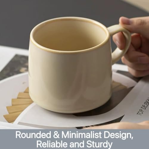12oz Japanese Style Minimalistic Asian Rustic Reactive Glaze Ceramic Pottery Coffee Mug, Lead-Free Glaze earthen Tea Mug,Tea cup with handle, stoneware mugs, Microwave and Dishwasher Safe (Biege) - Image 2