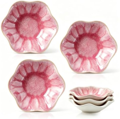 Set of 3 Pink Ceramic Jewelry Trays Lotus Leaf Design by Unknown