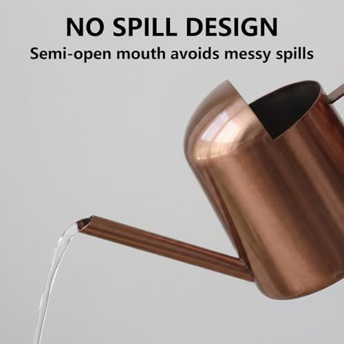 Watering Can 10oz/300ml Stainless Steel Long Spout Semi Open Powder Coated Flower Watering Pot for Garden Family Outdoor - Image 3