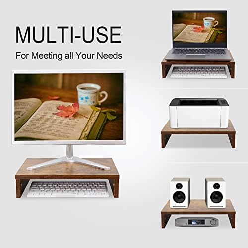 TEAMIX Wood Monitor Stand Riser for Desk - 14.2 inch, Small Laptop Stand - Image 3