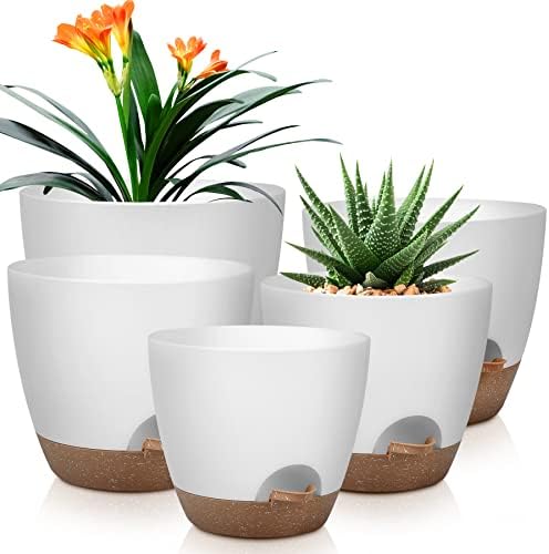 QRRICA 7/7.5/8/9/10 Inch Self Watering Pots for Indoor/Outdoor Plants by QRRICA