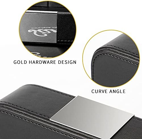 SANZIE Leather Tray Organizer, Valet Tray Key Tray (Metal Silvered, Black) - Image 2