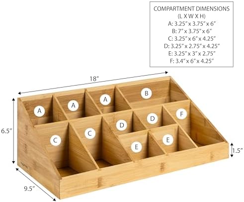 happimess Bambury 18" Cup and Condiment Station Bamboo Organizer, Natural - Image 3