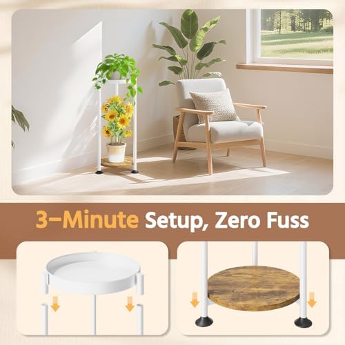 LASZOLA Plant Stand Tall Flower Holder for Indoor Corner, 2 Tier White - Image 3