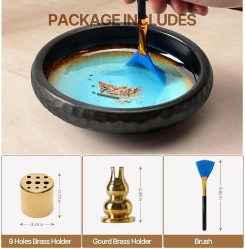 6 Inch Japanese Incense Holder Stick,Ceramic Handmade Crack Blue Glaze - Image 3