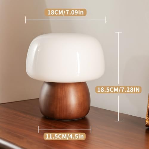 Mid Century Modern Table Lamps for Bedroom Milky White Glass Mushroom Lamp - Image 2