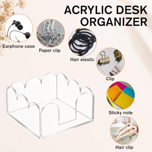 Scalloped Acrylic Sticky Note Holder 3"x3" Clear Cute Holder - Image 4