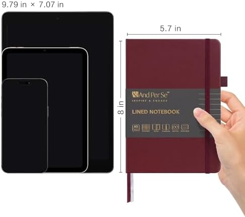 &And Per Se Lined Journal Notebook, 160 Pages, A5 5.7 x 8 inches College Ruled Thick Paper Notebook Journals for Writing, Hardcover Notebooks for Women Men Office School (1 Pack, Dark Red) - Image 2