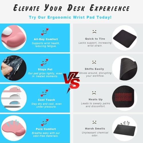 Office Mousepad with Gel Wrist Support - Ergonomic Gaming Desktop Mouse Pad Wrist Rest - Design Gamepad Mat Rubber Base for Laptop Computer -Silicone Non-Slip Special-Textured Surface (02Grey) - Image 6