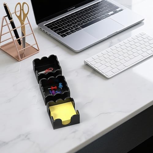 YAGELI Magnetic 3-in-1 Acrylic Sticky Note Holder Dispenser | Modern Desktop Organizer for 3x3 Post It Notes & Memo Pads with Non-Slip Base | for Productive Workspace at Office, Home or School | Black - Image 5