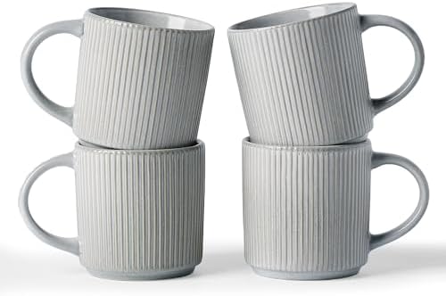 famiware Coffee Mug Set of 4, Star 12 oz Ceramic Mugs Cups Set with Handle by Famiware