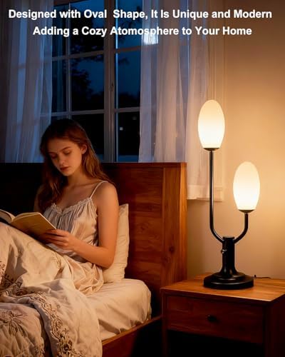 Lightdot Mid Century Modern Table Lamp Vintage Black Dimmable Plug in - Image 2