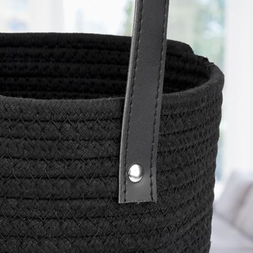 Black Cat Cotton Rope Basket - Cute Baby Woven Basket with Handle for Toys & Baby Stuff, Kawaii Nursery Decor, Baby Gift Box (7.8"x7") - Image 5