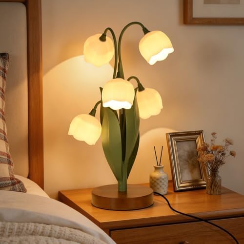 Flower Table Lamp for Bedroom, LED Cute Reading Light by NewAoNaSenLighting