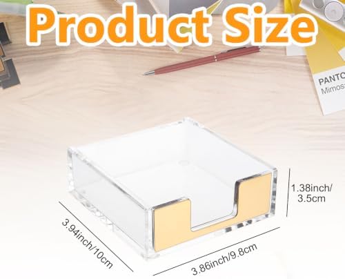 Acrylic Sticky Note Holder, Sticky Note Dispenser, Gold Desk Accessories - Image 2