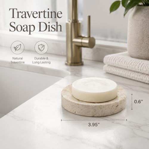 Koville Marble Jewelry Dish, Small Round Trinket Dish for Ring Necklace Earring, 4" Decorative Dish, Natural Stone Soap Dish for Bathroom Kitchen - Image 4