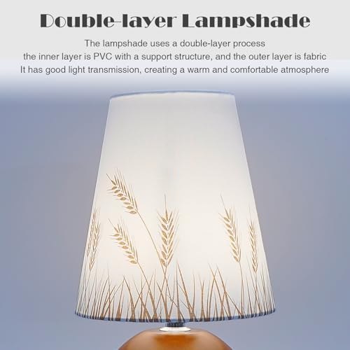 Vintage Wooden Base Fabric Night Lamp, Adjustable Light Color and Brightness with Power-Off Memory, Safe USB Powered, Retro LED Table Light for Bedroom Living Room Office (Wheat) - Image 7