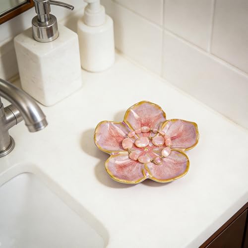 SEEDUSTRY Ceramic Jewelry Tray, Petal Ring Dish, Small Ceramic Jewelry Trinket Holder, Desktop Decoration, Dainty‌ Plate for Rings, Earrings, Necklace, Gifts for Mother Girlfriend Daughter Sister - Image 3