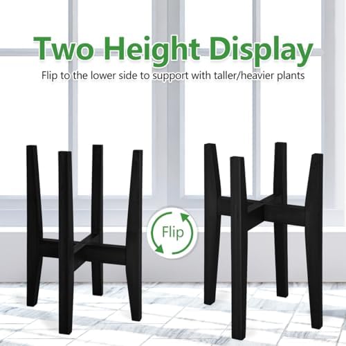 Rnined Plant Stand Indoor, Bamboo Plant Shelf, Adjustable Corner Plants Flower Holders Single Floor Plant Stand, Fits 8 to 12 Inches Pots,(Pot & Plant Not Included)(Black) - Image 4