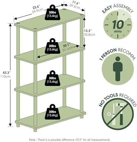 Furinno Turn-N-Tube Toolless 4-Tier Storage Shelves, Light Blue - Image 3