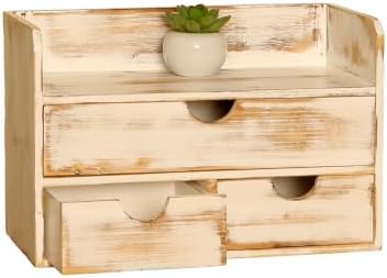 White Wooden 3 Drawer Desk Organizer with Shelf,Mail Rack Vanity Storage - Image 4