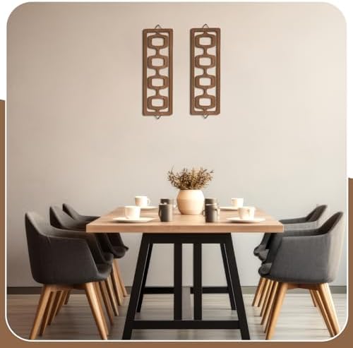 CroBlissful 2pcs Mid Century Modern Wall Art Geometric Wall Decor, Brown - Image 6