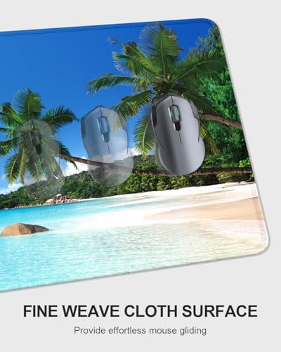 Auhoahsil Large Mouse Pad with Wrist Rests for Keyboard & Mouse, Thick Soft Ergonomic Memory Foam Wrist Supports, Big & Long Desk Mat 35.5 x 15.7 in, for Office Gaming Computer, Beach and Trees - Image 4