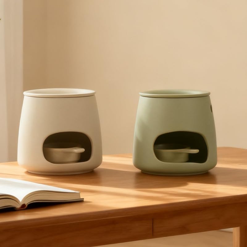 Matte Beige Ceramic Wax Melt Warmer with Speckled Finish, Tealight Candle Oil Burner for Essential Oils & Wax Melts, Minimalist Aromatherapy Diffuser for Bedroom Modern Home Decor (White) - Image 5