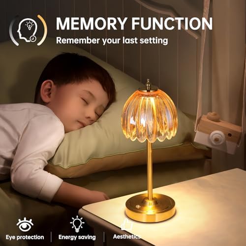 Shenmoyl Set of 2 Tulip Table Lamp with 5000mAh Battery & Touch Control, Cordless Table Lamp with 3 Colors, Dimmable Rechargeable Table Lamps for Bedroom, Living Room, Entryways (Amber Tulip) - Image 4