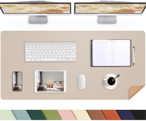 AFIING Cork Desk Mat 47" x 23.6", Dual-Sided Natural Cork & PU Leather Desk Pad, Non-Slip Waterproof Large Mouse Pad for Office, Home & Gaming, Beige by AFIING