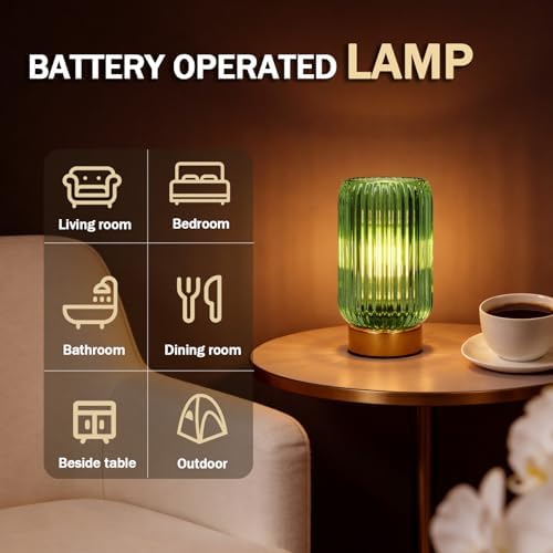 MJ PREMIER Battery Operated Lamp, Small Cordless Lamp with Timer, Green*2 - Image 6