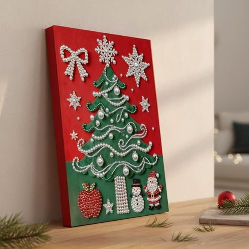 DIY Pearl Painting with Frame, Creative Design, Handmade Stress-Relieving Home Wall Decoration, Includes Frame and Tools-Christmas Tree - Image 5