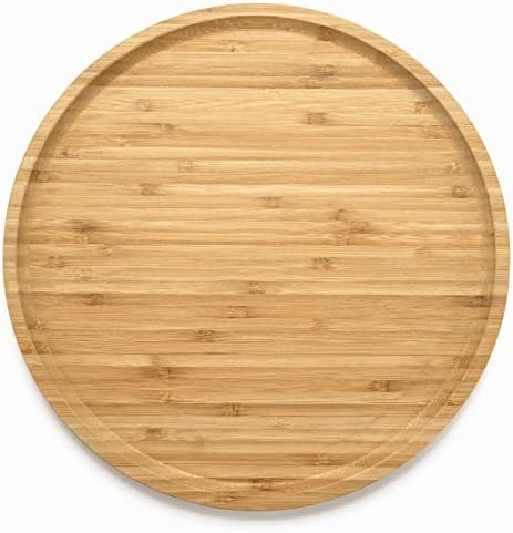 Round Bamboo Tray, Wood Serving Tray, Wooden Platter, Wood Charcuterie Board, Decorative Tray for Coffee Table, 11.8 inch - Image 2