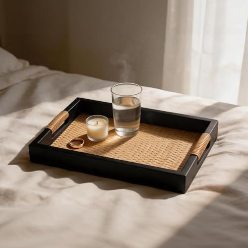 Wood Serving Tray with Handles, Rectangle Ottoman Tray, Coffee Tray - Image 7