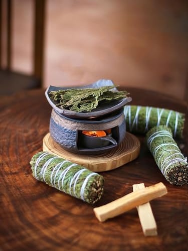 Ceramic Aromatherapy Burner — Candle Warmer for Herb, Natural Oil Fragrance Diffuser & Teapot Warmer, for Home Fragrance, Meditation, and Relaxation (E3-Square Stove) - Image 6