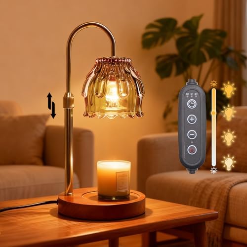 Candle Warmer Lamp with Timer and Dimmer 4-Level Dimmable Flower Light Heat Lamp for Jar Candles Adjustable Height Modern Cute Home Decor for Living Room Bedroom and Best Gift for Friends Lover. Gold by Unknown