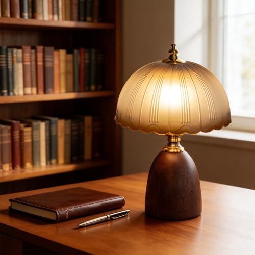 Small 13 Inch Dimmable Rubberwood Table Lamp - Image 5