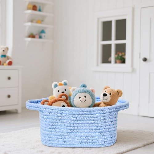 ABenkle Small Storage Basket, Mini Basket, Cute Tiny Cotton Rope Woven Basket, Shelf Basket, Boho Decorative Toy Storage Bin Gift Basket - Image 4