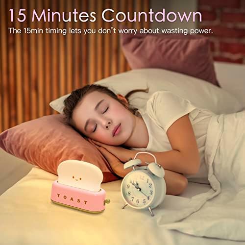 TOOGE Desk Decor Cute Pink Toast Lamp Small Desk Lamp Night Light for Kids - Image 4
