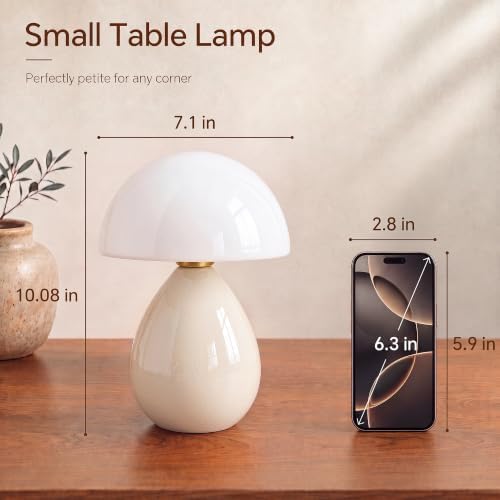 Dawnwake Mushroom Lamp Table Lamp for Bedroom-Small Desk Table Lamps,Cream - Image 6