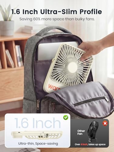 Warmco D3 Portable Travel Fan 10000mAh, Ultra-Slim, 10-24H Battery Life - Image 3