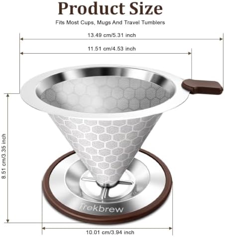 Pour Over Coffee Dripper, Stainless Steel Coffee Filter 600 Mesh Ultra-Fine,Paperless Reusable Coffee Filter,1-2 Cup Portable Single Serve Coffee Maker for Home Office Travel - Image 5