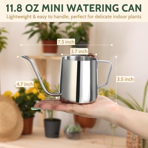 12 oz Small Watering Can Indoor Plants Stainless Steel Mini Watering Can - Image 4