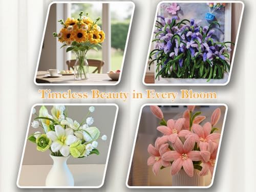 NREDXOON Pipe Cleaner Flower Kit w/Glue Gun 500pcs 8 Colors Bouquet Craft - Image 3